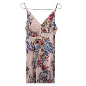 Thirty thirty pink floral pleated pink & blue dress party flowy size large